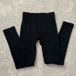 Black Chevron Textured Leggings